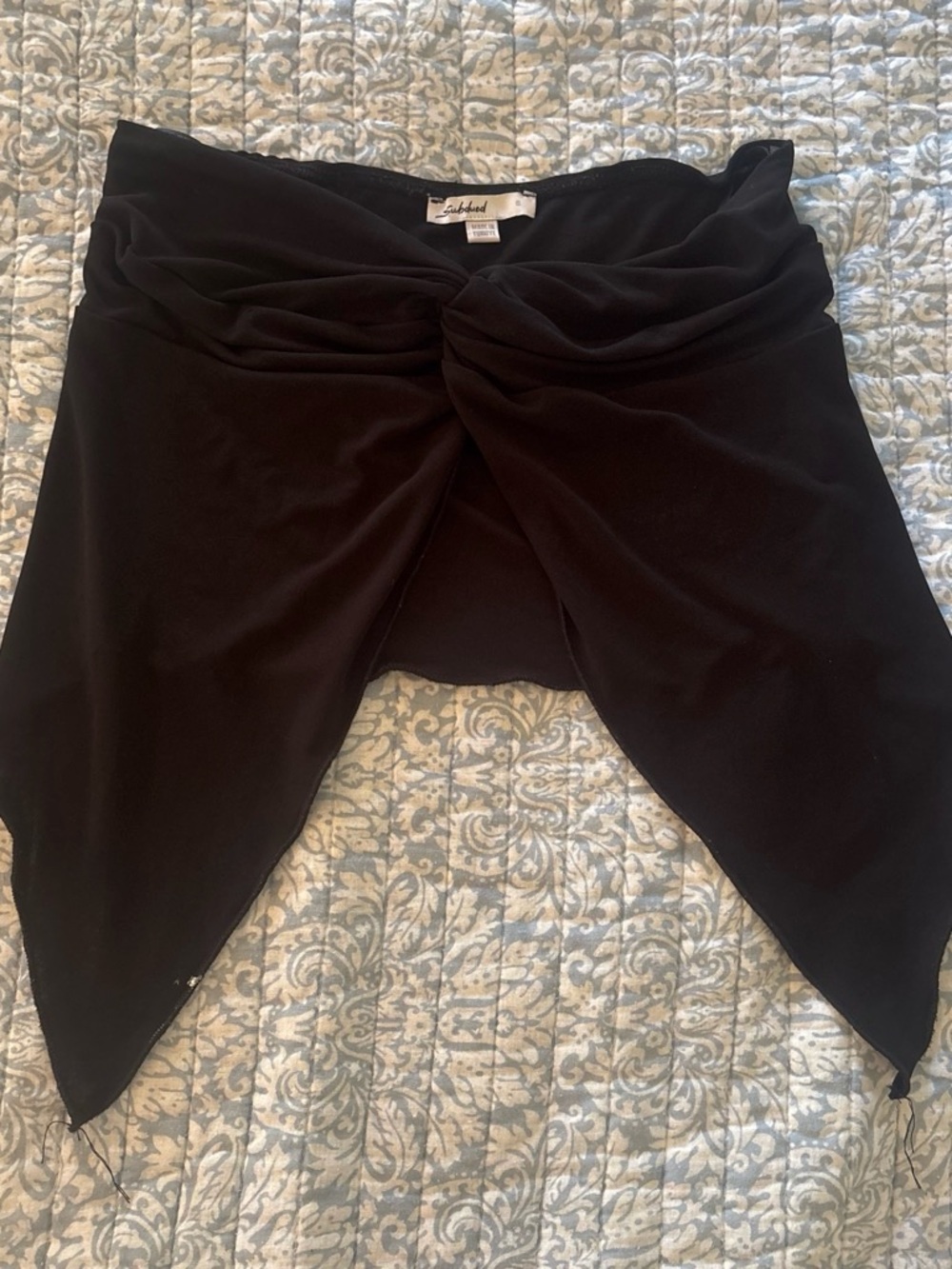 Black Asymmetrical Twist-Front Top